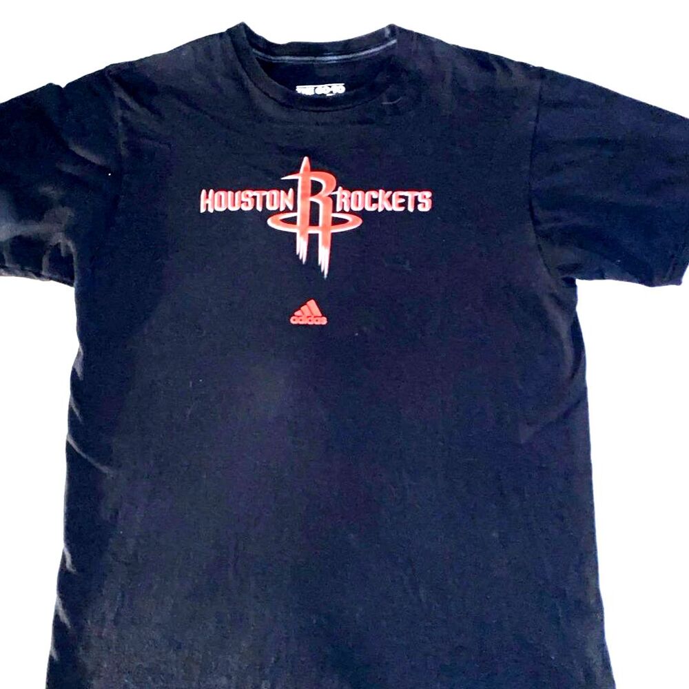 Adidas Men's Houston Rockets Shirt Large NBA Black with Red Graphics